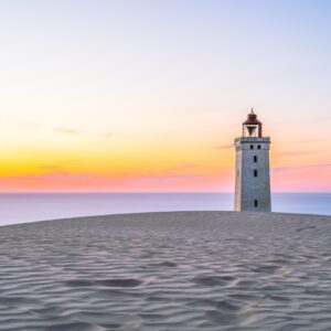 Lighthouses - Lighthouse at Sunrise - Chromaluxe HD Metal Print