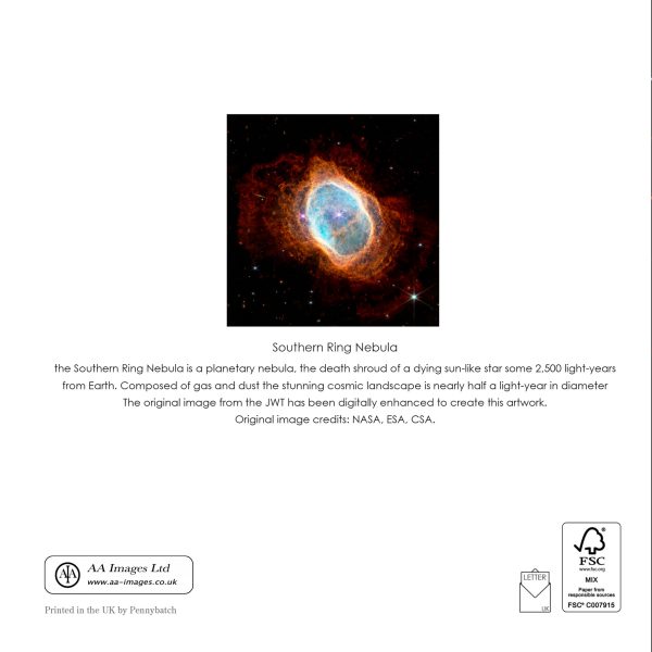 Space art card - Southern Ring Nebula - Reverse