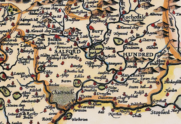 Old map of Lancashire by John Speed - Extract 2