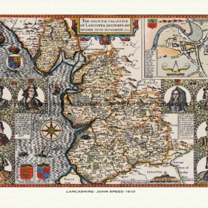 Map of Lancashire - John Speed (1610)