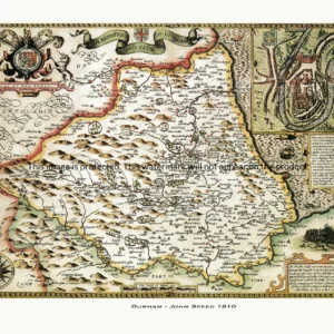 Old map of Durham by John Speed
