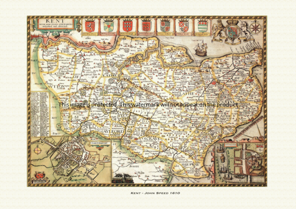 Old map of Kent by John Speed - 1610