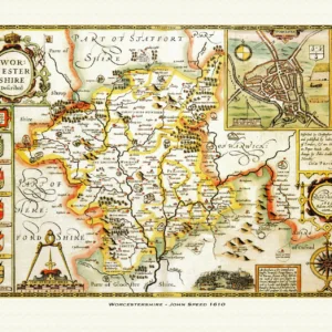Old map of Worcestershire by John Speed