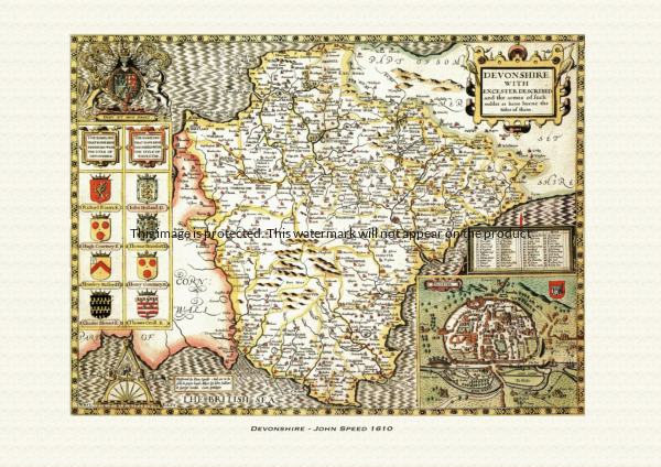 Old map of Devon by John Speed - 1610
