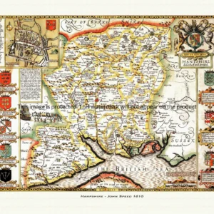 Old map of Hampshire by John Speed - 1610