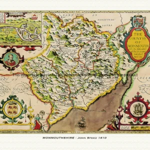 Old map of Monmouthshire by John Speed - 1610