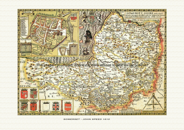 Old map of Somersey by John Speed - 1610