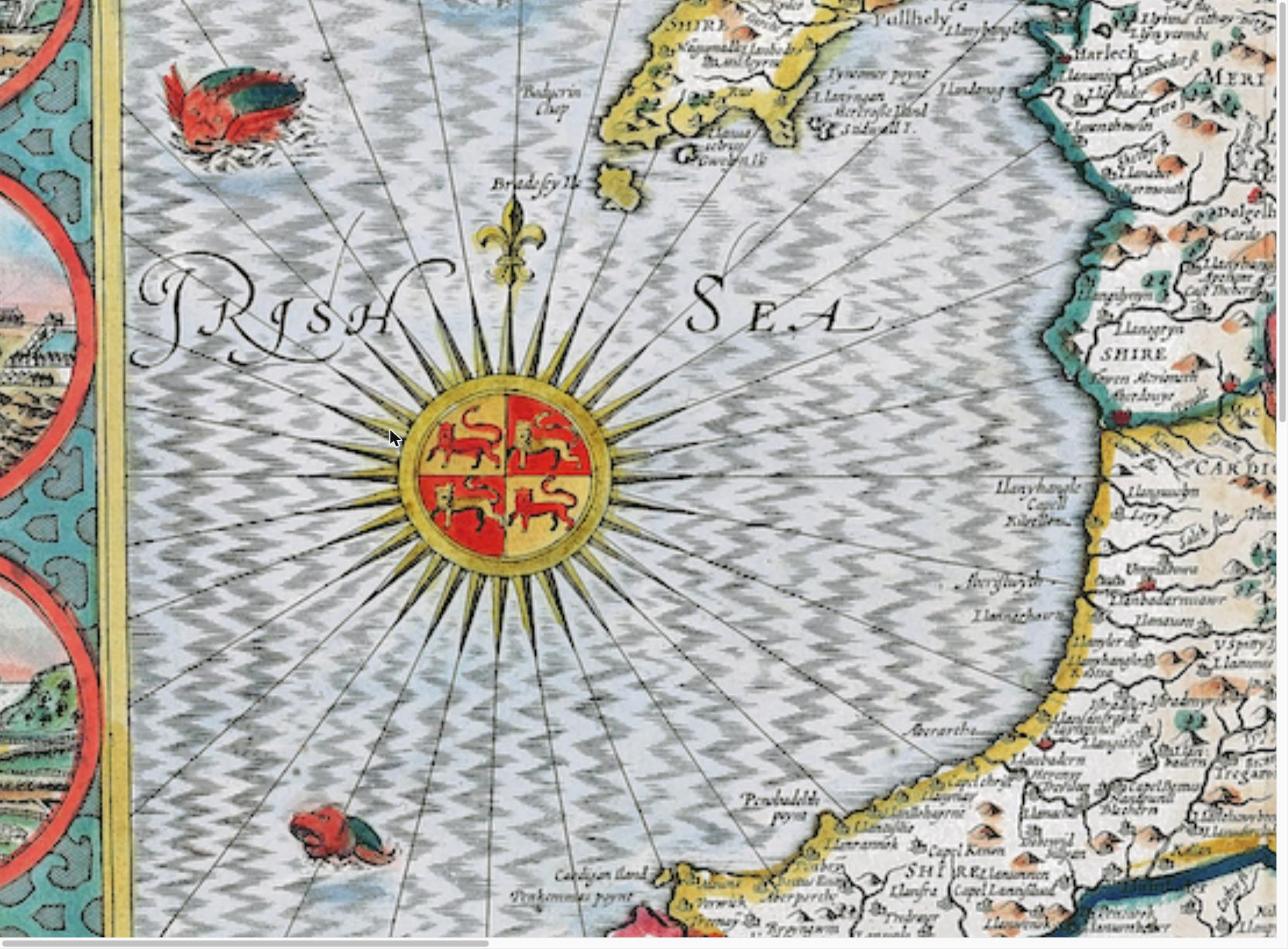 John Speed: Tailor, Antiquary, and the Maker of the First British County Atlas 2 Detail of John Speed's 1610 map of Wales showing the compass rose
